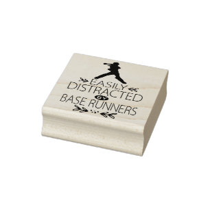 Easily Distracted by Base Runners / Softball Rubber Stamp