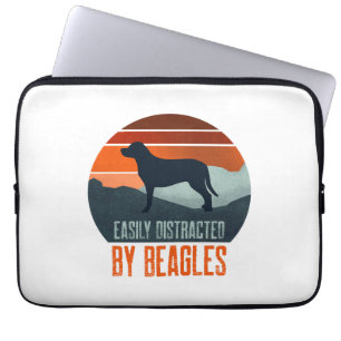 Easily Distracted By Beagles Dog Walking Laptop Sleeve