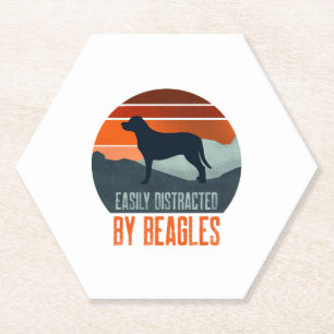 Easily Distracted By Beagles Dog Walking Paper Coaster