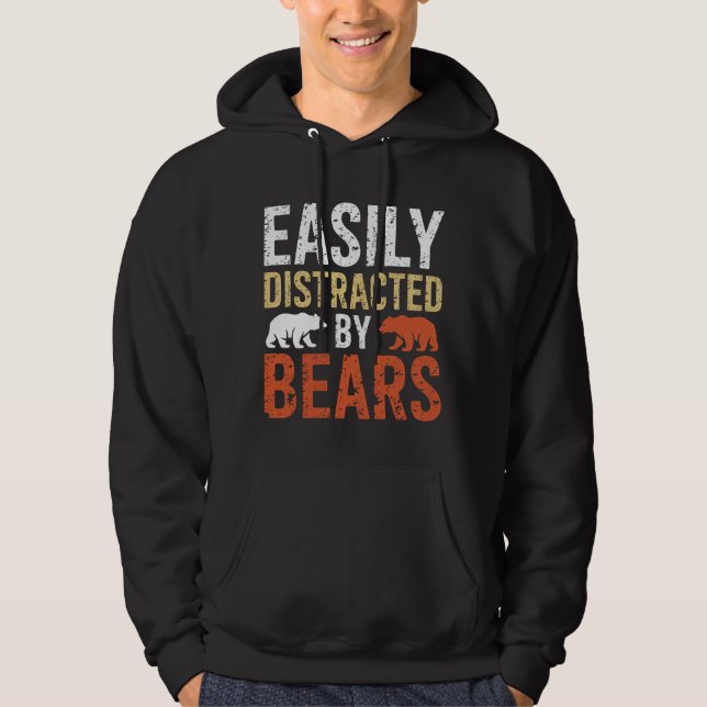 Easily Distracted By Bears Gay Bear LGBTQ Pride Hoodie (Front)