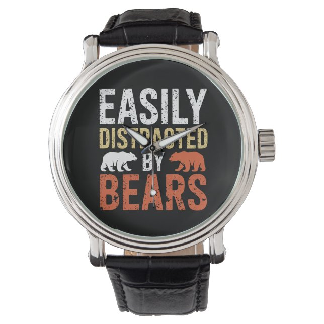 Easily Distracted By Bears Gay Bear LGBTQ Pride Watch (Front)