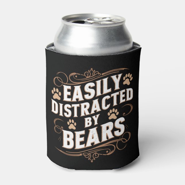 Easily Distracted By Bears Gay Bear Pride  Can Cooler (Can Front)