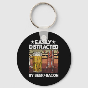 Easily Distracted By Beer & Bacon Pork Meat Gr Key Ring