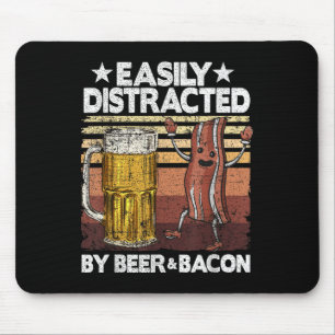 Easily Distracted By Beer &amp; Bacon Pork Meat Gr Mouse Mat