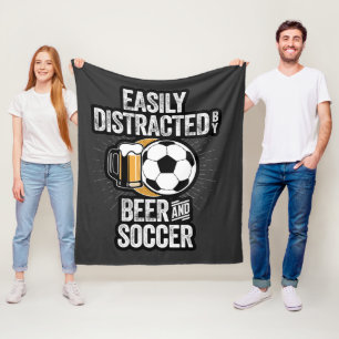 Easily Distracted by Beer and Soccer Fleece Blanket