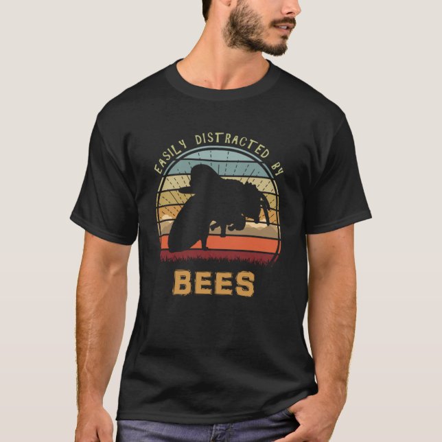 Easily Distracted By Bees Cool Sunset Nature T-Shirt (Front)