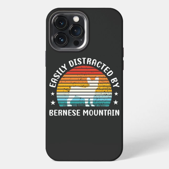 Easily distracted by Bernese Mountain dog, Bernese iPhone Case (Back)