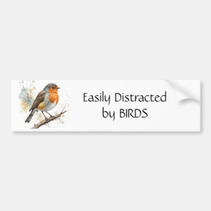 Easily Distracted by Birds Fun Quote Bumper Sticker