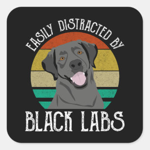 Easily Distracted By Black Labs Square Sticker