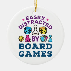 Easily Distracted by Board Games Game Lover Ceramic Tree Decoration