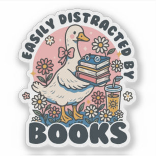 Easily Distracted By Book Vintage Goose with Books