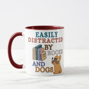 Easily Distracted by Books and French Bulldog Mug