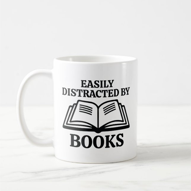 Easily Distracted By Books Coffee Mug (Left)
