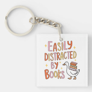 Easily distracted by books key ring