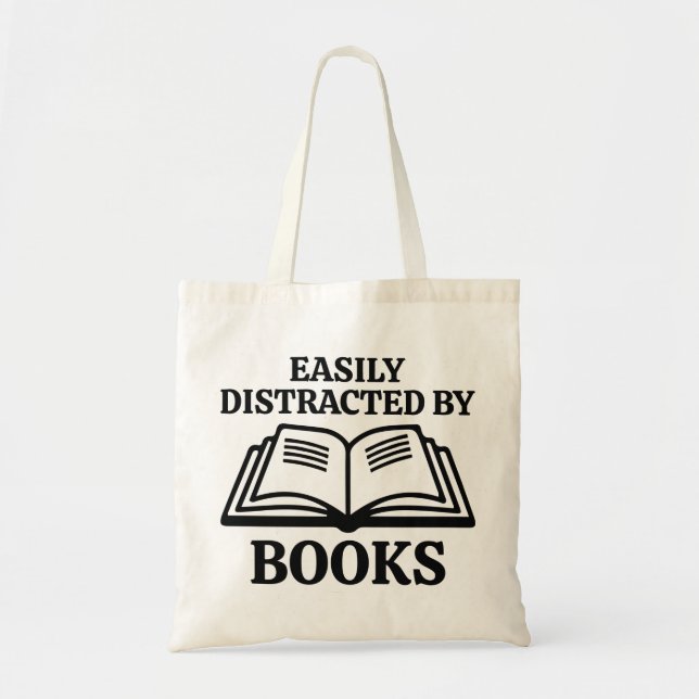 Easily Distracted By Books Tote Bag (Front)