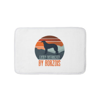 Easily Distracted By Borzois Dog Walking Bath Mat