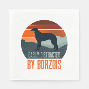 Easily Distracted By Borzois Dog Walking Napkin