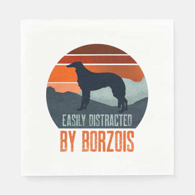 Easily Distracted By Borzois Dog Walking Napkin (Front)