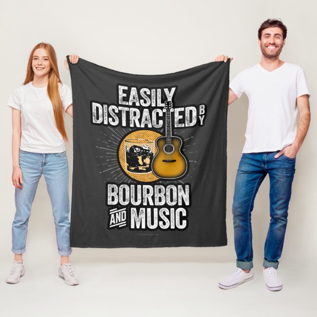 Easily Distracted by Bourbon and Music Fleece Blanket (In Situ)