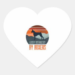 Easily Distracted By Boxers Dog Walking Heart Sticker