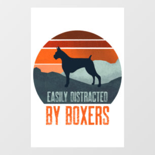 Easily Distracted By Boxers Dog Walking Window Cling