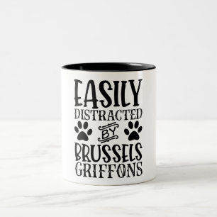 Easily Distracted By Brussels Griffons Two-Tone Coffee Mug