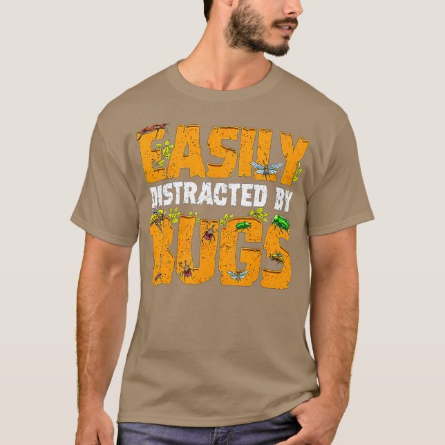 Easily Distracted By Bugs Insect Lover Boy Gift T-Shirt (Front)