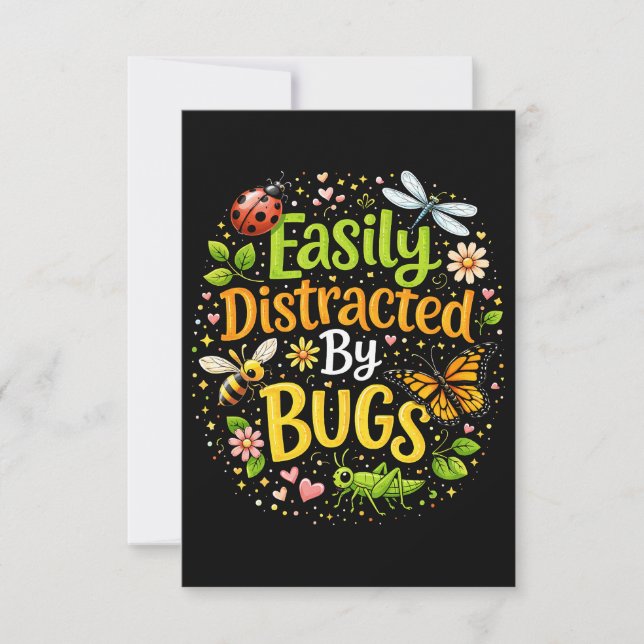 Easily Distracted by Bugs Thank You Card (Front)