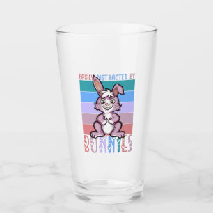 Easily Distracted by Bunnies Cute Bunny Lover Glass