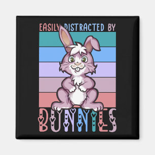 Easily Distracted by Bunnies Cute Bunny Lover Magnet