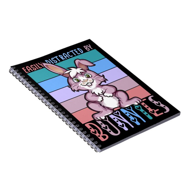 Easily Distracted by Bunnies Cute Bunny Lover  Notebook (Right Side)