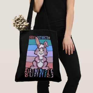 Easily Distracted by Bunnies Cute Bunny Lover Tote Bag
