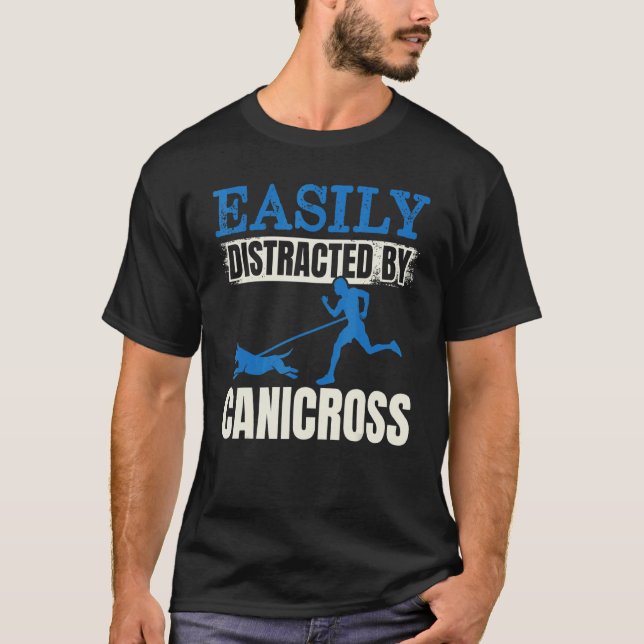 Easily Distracted By Canicross Running Dog Jogging T-Shirt (Front)
