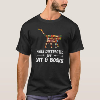 Easily Distracted By Cat And Books Reading  Boys G T-Shirt