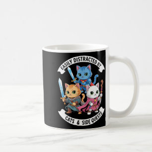 Easily Distracted By Cats & Side Quests Funny Coffee Mug