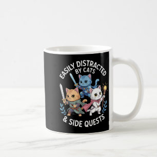 Easily Distracted By Cats & Side Quests Funny Coffee Mug