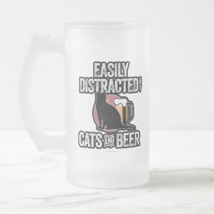 Easily Distracted by Cats and Beer Frosted Glass Beer Mug
