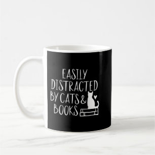 Easily Distracted by Cats and Books - Cute Book Lo Coffee Mug