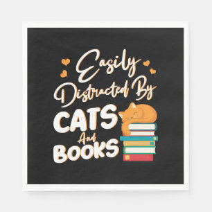 Easily Distracted by Cats and Books    Napkin