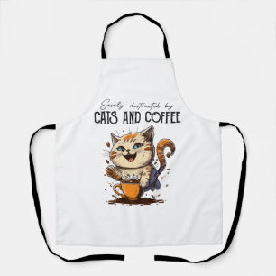 Easily Distracted By Cats And Coffee Cat Lovers Co Apron