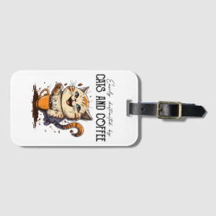 Easily Distracted By Cats And Coffee Cat Lovers Co Luggage Tag