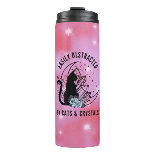 Easily Distracted By Cats and Crystals Boho Thermal Tumbler