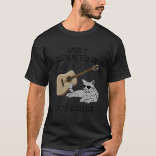 Easily Distracted By Cats And Guitar Guitar Music T-Shirt