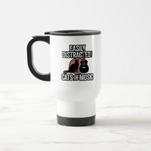 Easily Distracted by Cats and Music Travel Mug