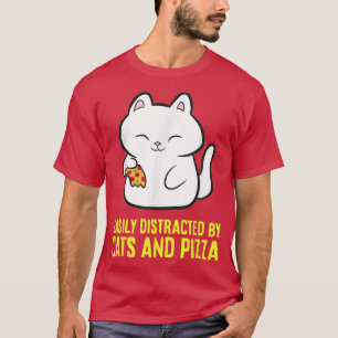 Easily Distracted By Cats And Pizza Kawaii Cat T-Shirt