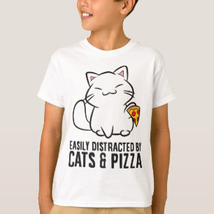 Easily Distracted By Cats And Pizza  T-Shirt