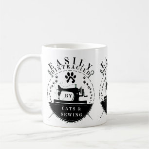 Easily Distracted By Cats And Sewing Coffee Mug