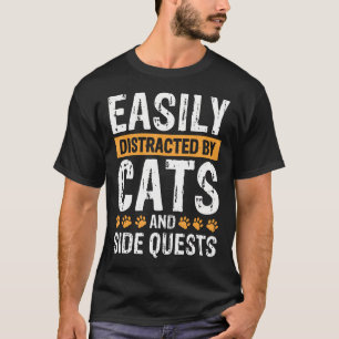 Easily Distracted By Cats And Side T-Shirt