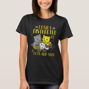 Easily Distracted By Cats And Yarn Cat Owner Croch T-Shirt