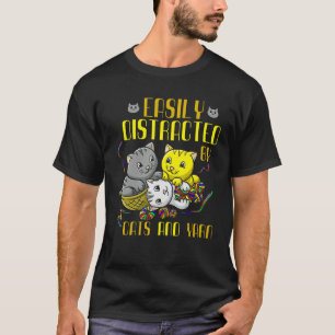 Easily Distracted By Cats And Yarn Cat Owner Croch T-Shirt